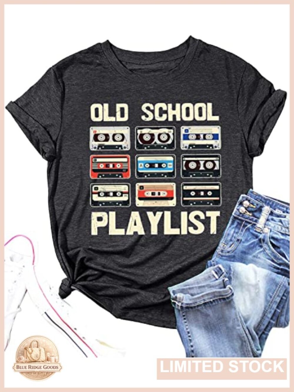 Retro 80s Cassette Tape T-Shirt for Women, Old School Music Graphic Tee, Casual
